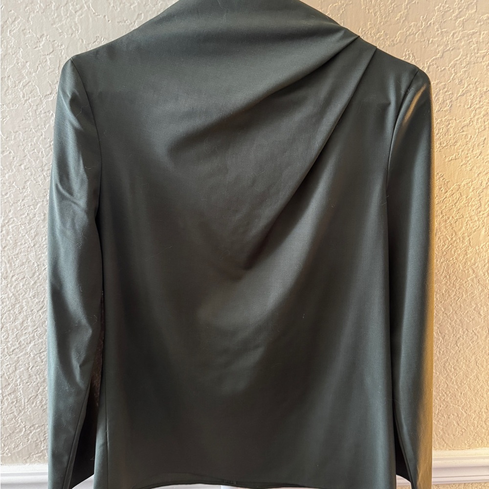 ZARA Olive Green Satin Long Sleeve Turtleneck Blouse (Size XS)
